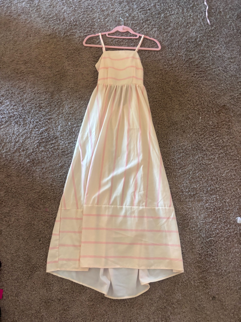 Pink and White Striped Midi Skirt